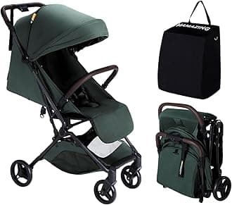 Lightweight Baby Travel Stroller with Carbon Fiber Frame, Compact & Airplane-Friendly, One-Handed Folding Design, 11.6 lbs, Perfect for Toddlers, Green
