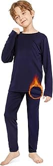 Kids Boys Thermal Underwear Set - Fleece Lined Base Layers Top & Bottom Toddler Long Johns for Cold Winter