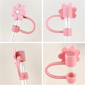Velaco 12PCS Silicone Straw Covers Cap Compatible with Stanley 30&40 Oz Cup, 10mm Cute Flower Straw Toppers for Tumblers, Dust-Proof Drinking Straw Caps for Reusable Straws Tips Lids
