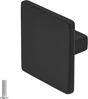 Decoranddecor Calla Square Cabinet Knob Door Pull Handle Kitchen Cupboard Furniture Drawer (1 Pack, Matt Black)