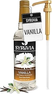 Syruvia Vanilla Syrup for Coffee – Vanilla Coffee Syrup, Drinks, Lattes & Beverages – 25.4 fl oz, With Pump