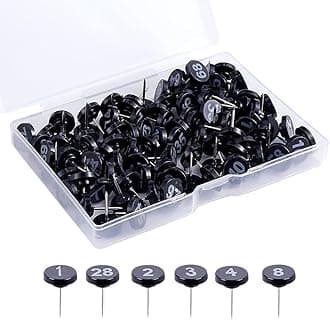 100 Pcs 1 to 100 Small Number Push Pins with Numbers Plastic Head Thumb Tacks Bulletin Board Thumbtacks Travel Map Pins Decorative Pushpins with Steel Point for Presentations Photos Posters Black
