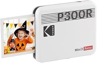 KODAK Mini 3 Retro 4PASS Portable Photo Printer (3x3 inches) + 8 Sheets, White