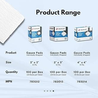 Dealmed Sterile Gauze Pads – 100 Count, 3’’ x 3’’ Gauze Pads, Disposable and Individually Wrapped Medical Gauze Pads, Wound Care Product for First Aid Kit and Medical Facilities