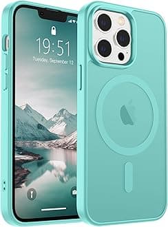 SUPFINE Magnetic for iPhone 13 Pro Case (Compatible with MagSafe) (Military Grade Drop Protection) Slim Translucent Matte Shockproof with Anti-Fingerprint Phone Case,Blue Green