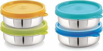STEELLOCK Flex Stainless Steel Containers Size Slim 350ml x 4 (Yellow/Blue/Green/Turquoise)