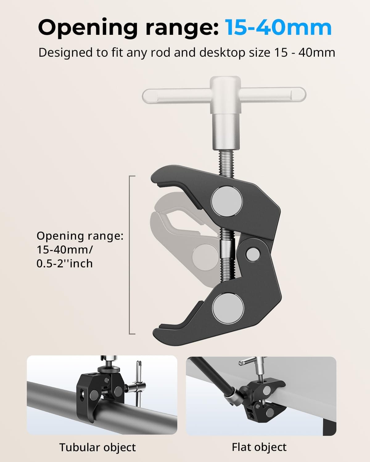 SMALLRIG CLAMP, 1/4" and 3/8" Thread, 9.8" Adjustable Friction Force Articulating Magic Arm with 1/4" Screw for LCD Monitor/LED Light - KBUM2732B