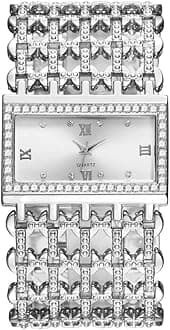 Women Luxury Crystal Square Dial Hollow Bangle Bracelet Analog Quartz Wrist Watch
