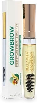 Bella Vita Organic GrowBrow Eye Brows EyeLash Hair Growth and Volume Serum with Castor, Onion Oil and Vitamin E (12ml)