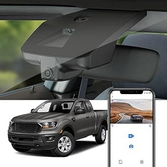 4K Dash Cam Suitable for Ford Ranger 2019-2023 XL XLT Lariat (Has Rain Sensor), OEM Factory Look, UHD 2160P Video, Built-in WiFi & APP, Loop Recording, G-Sensor, Easy to Install, 64GB Card