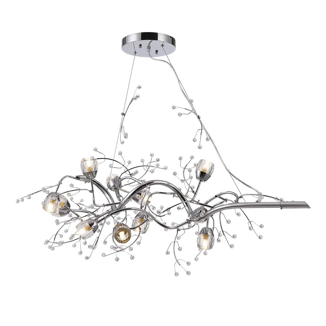 Decomust® 40 inch,12 Light Oval Shaped Tree Twig Branch Flower Crystal Chandelier Light in Chrome Finish with Crystal