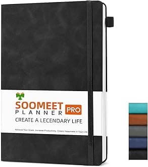 Lined Journal Notebook, 200 Pages, Leather Hardcover Notebooks, A5 College Ruled Thick Classic with Pen Loop Notebook Journals for Writing, for Women Men Office School, 5.75'' X 8.38'', Black
