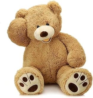MorisMos Smiling Giant Teddy Bear, 39inch Big Stuffed Animal Bears with Large Footprints Plush, Gift Kids Girlfriend Boyfriend, Light Brown