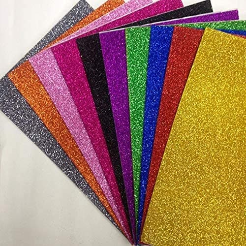 A4-10 Sheet Glitter Sheets (A4 Size) Art & Craft Glitter Sheet Paper (Colour Sheet) for Craft - Multicolor