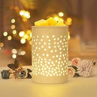 Bobolyn Wax Melts Burner Electric Ceramic Oil Burner Scented Candle Wax Melt Warmer Melter Fragrance Essential Oil Burners with Silicone Dish 7 LED Lights for Home Office Yoga Spa Aromatherapy Gift
