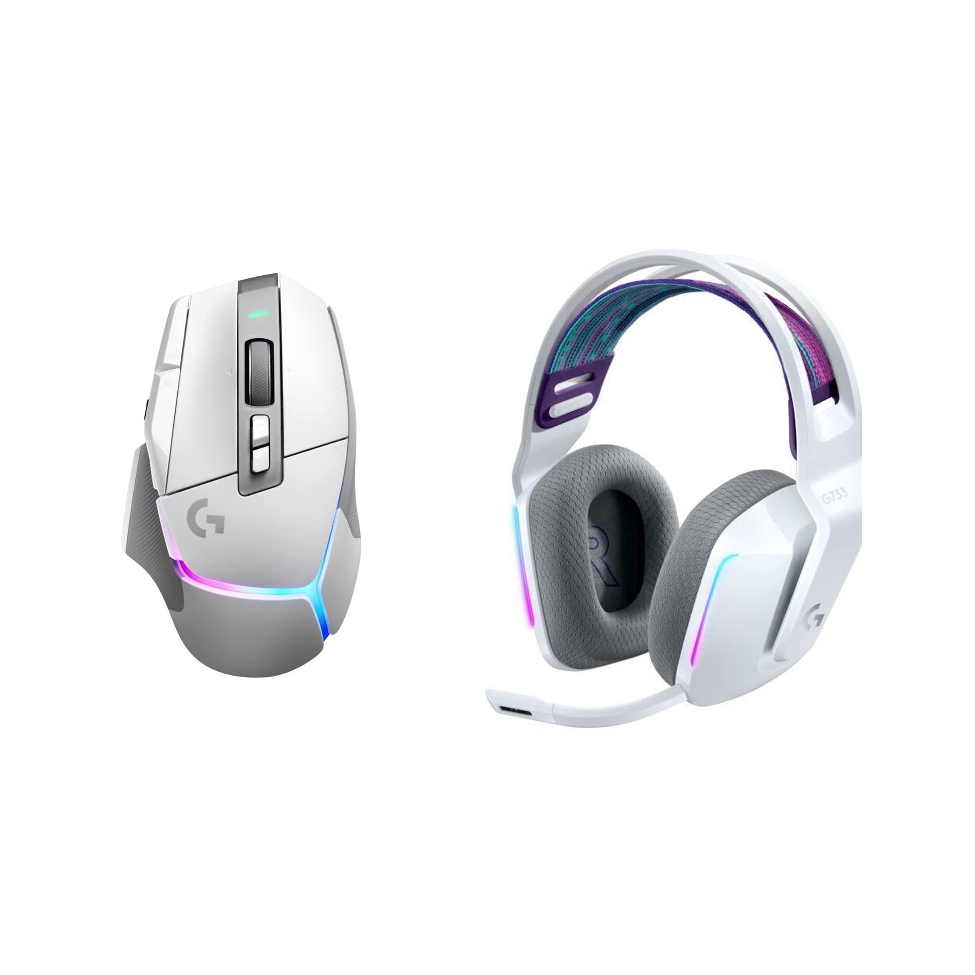 Logitech G502 X Plus Lightspeed Wireless Gaming Mouse + G733 Lightspeed Wireless Gaming Headset Bundle- White