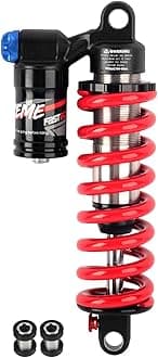 JFOYH Adjustable Oil+Coil Spring Rear Shock Suspension, Shock Absorbers For Downhill MTB Bike/E-bike, 240mm X 550lbs - Red