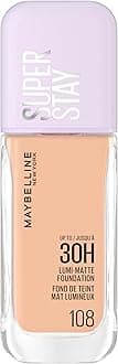 Maybelline New York, Super Stay Lumi-Matte Liquid Foundation, 30hr Longwear formula, Light as Air, Waterproof, Sweatproof, Luminous Matte Finish - 108