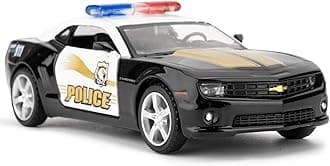 BDTCTK1/36 Scale Comaro Police Car Model, Zinc Alloy Die-Cast Pull Back Vehicles Kid Toys for Boy Girl Gift