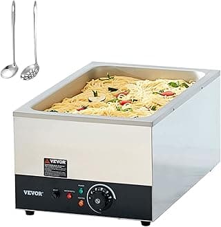 VEVOR Buffet Plate Warmer 22.7L 555 x 355 x 260 mm Electric Water Bath Adjustable Temperature 30-85°C 1200W Stainless Steel Heated Buffet Anti-scalding Dry Food After Heating Catering Evening Party
