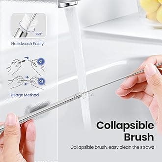 Cruise Ship Essentials,4-Pack reusable Collapsible Stainless Steel Drinking Straws with Aluminum Case,Cleaning Brush,and Keychains （Black & silver & purple & gold）