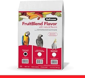 ZuPreem FruitBlend Bird Pellets, Daily Bird Food for Amazon, Cockatoo, Macaw, Core Nutrition for Large Birds, Made in USA, Macaw Pellets (L, 17.5 lb)