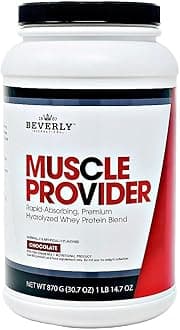Muscle Provider, 28 Servings, Chocolate. Super-Fast-Absorbing Whey Protein Powder for Recovery, Lean Muscle. Fills Your Muscles, not Your Stomach. Tastes Like ice Cream