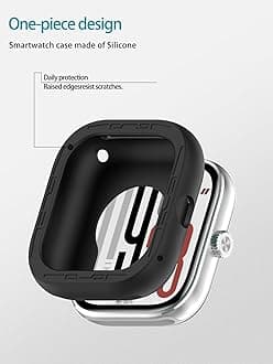 [2pack] Case for Xiaomi Redmi Watch 5,NOUKAJU Smartwatch Silicone Protector Cover,Easy to Install,Drop-Proof,Soft,Protective Case for Redmi Watch 5(Black)