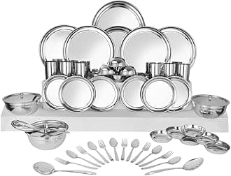 Shri & Sam Stainless Steel Solid Shagun Dinner Set (51 Pcs Set)