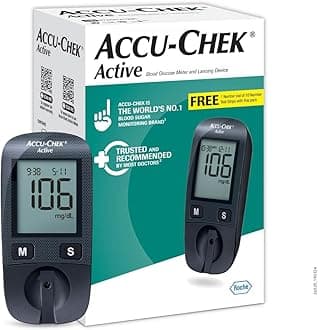Accu-Chek Active Blood Glucose Glucometer Kit With Vial Of 10 Strips, 10 Lancets And A Lancing Device Free For Accurate Blood Sugar Testing