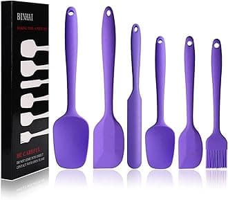 Silicone Spatula Set - Purple 6 Piece Non - Stick Rubber Spatula with Stainless Steel Core - Heat-Resistant Kitchen Utensils Set for Cooking, Baking and Mixing