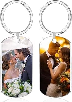 Custom Keychain, Personalized Keychain with Photo Text, Customized Double-sided Photo Gift for Boyfriend Family