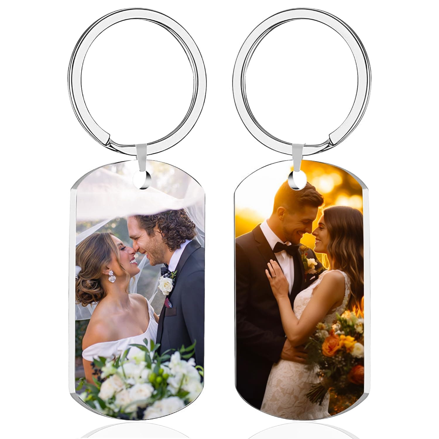 Custom Keychain, Personalized Keychain with Photo Text, Customized Double-sided Photo Gift for Boyfriend Family