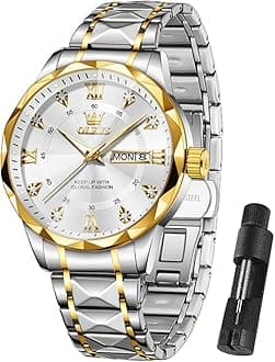 Watch Men Luxury Waterproof Classic Diamond Watches for Men Dress Big Face Fashion Casual Mens Watches Stainless Steel Analog Quartz Metal Adjustable Wrist Watch