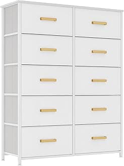 YITAHOME10 Drawers Dresser, Fabric Dresser, Tall Chest Organizer Unit for Living Room, Hallway, Closets, Sturdy Steel Frame, Wooden Top