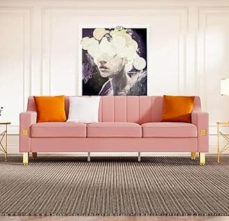 A to Z Furniture Classic Seater Sofa Set Luxury Chesterfield Leatherette Sofa in for Home Living Room & Office Stainless Steel Legs (Rose Pink, 3 Seater)