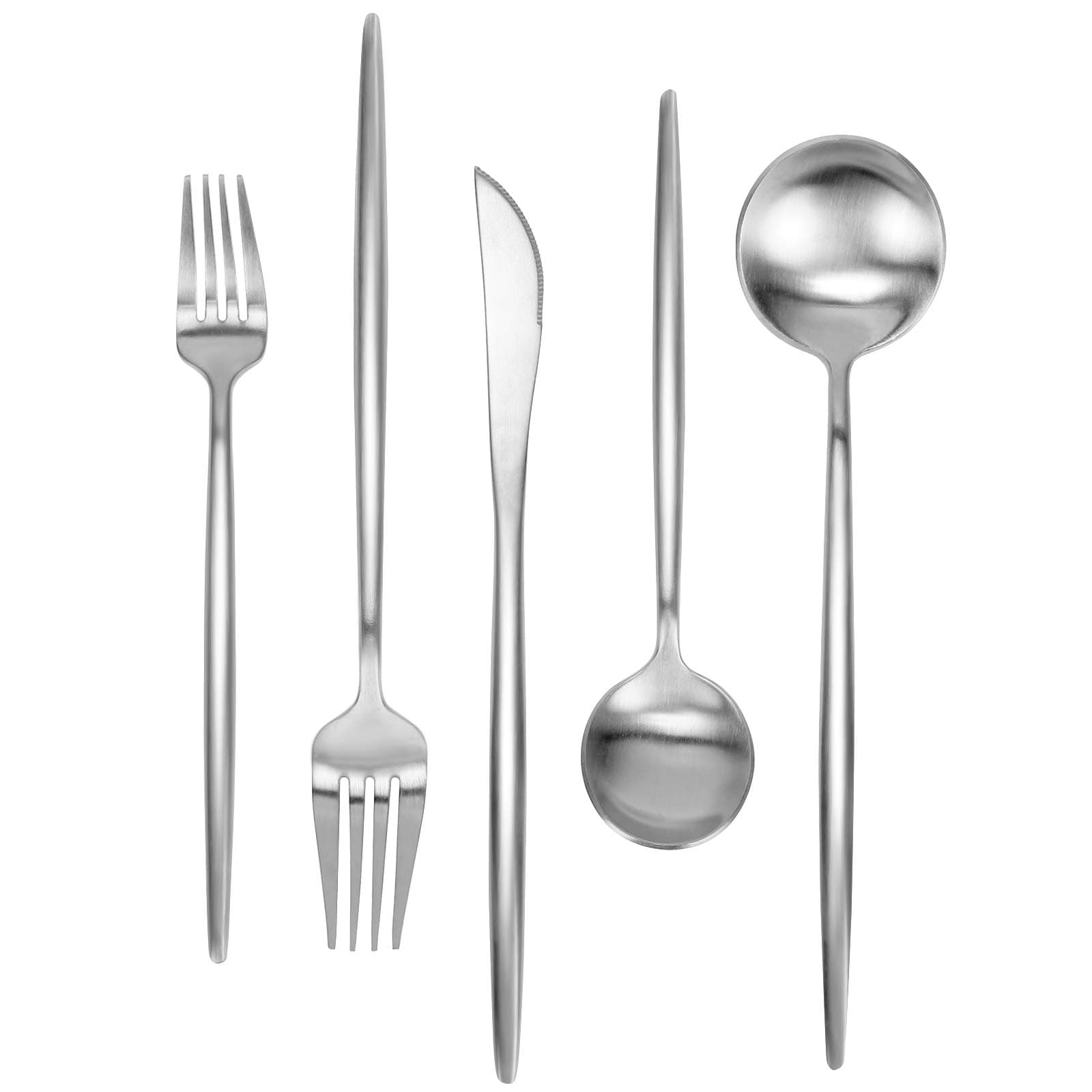 Matte Silverware Set 30 Pieces, Stainless Steel Flatware Set,Service for 6,Kitchen Utensil Set, Tableware Cutlery Set, Satin Finished Polished & Dishwasher Safe