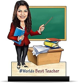Personalized Caricature Gifts for Women Best Teacher (Wooden_8 inch x 5 inch) CA0259