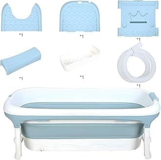 Collapsible Bathtub 58/56/50/46 Inch, Large Portable Bathtub, Freestanding Foldable Tub for Adults, Folding Tub for Shower, Hot Bath, Ice Bath A-blue-130cm