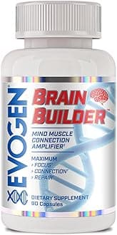 Brain Builder - Mind-Muscle Connection Amplifier | Boosts Focus, Concentration, & Connection | Lions Mane, Bacopa Monnieri, Alpha-GPC | 90 Capsules