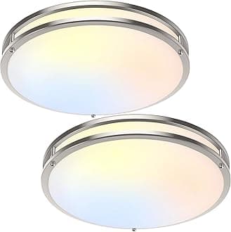 16in 50W LED Flush Mount Ceiling Lights 5600lm Super Bright, Dimmable LED Ceiling Light Fixtures 2700K-6500K 5CCT Adjusted, 2-Pack Modern Light Fixture Ceiling for Living Room Bedroom Kitchen , Nickle