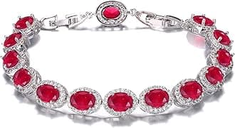 Oval Ladies Tennis Bracelet Sapphire Ruby Emerald White Topaz Silver 7 inch