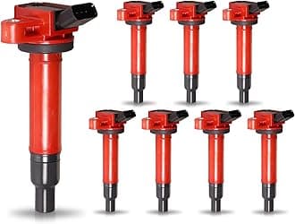 Red 8 Ignition Coil V8 4.3 4.7 2000 2001 2002 2003 2004 205 2006 2007 2008 2009 Compatible with Toyota Lexus Tundra Sequoia Land Cruiser 4Runner LX470 GX470 GS430 LS430 SC430 Coils for UF230 UF493