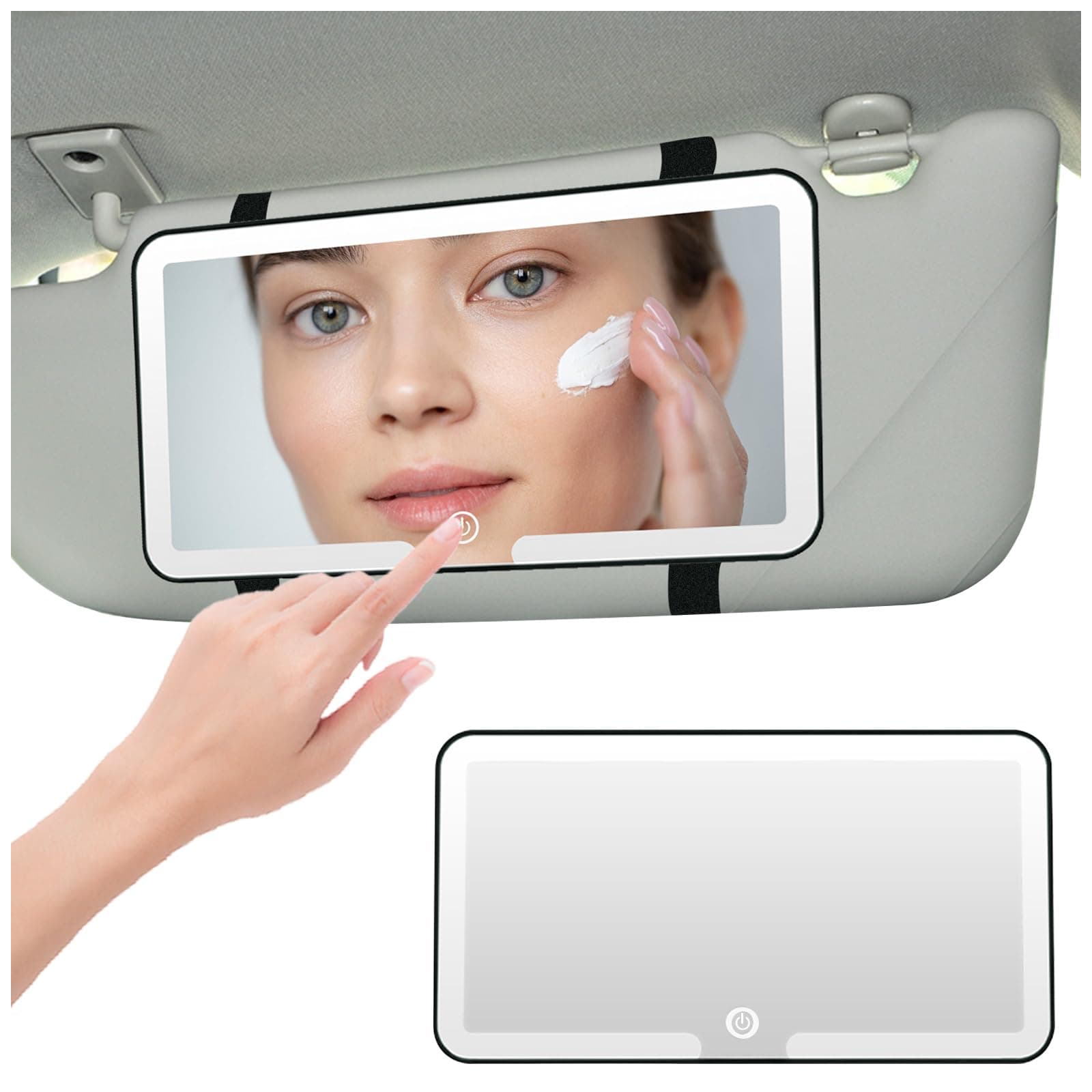 Car Vanity Mirror with LED Lights, 3 Light Modes, Rechargeable Sun Visor Makeup Mirror