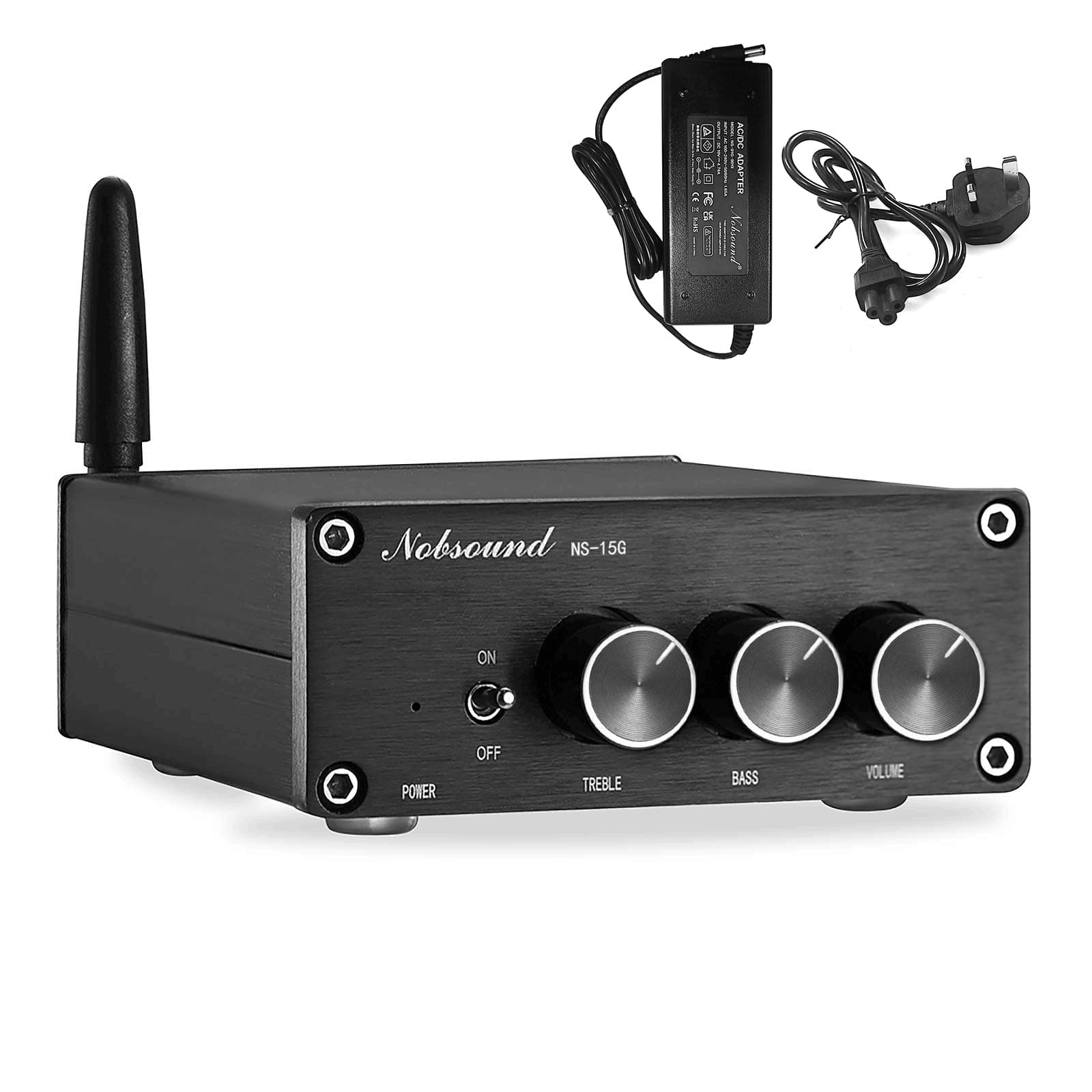 NS-15G Bluetooth Amplifier, Mini 200W Amp, TPA3116 Chip, HiFi Stereo Class D 2.0 Channels, with Power Supply