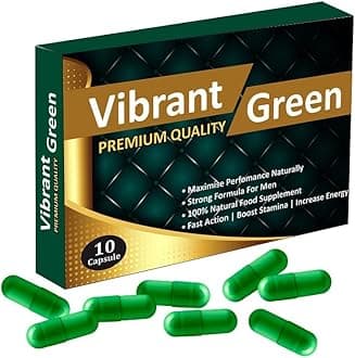 Ultra Strong Vibrant Green - (10 Pack) New & Effective 700mg Ginseng & ASHWAGANDHA Complex Herbal Supplement for Men - Performance, Energy, Stamina & Endurance, 100% Natural