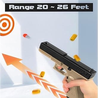 Moonmen Soft Bullet Toys Gun Pistol, Automatic Continuously Empty Shell Ejecting Toy Gun, 40 Soft Foam Bullets, 2 Magazines, Pistol Education Model Toys (Glock Green)