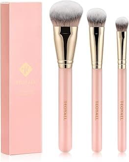 TEOYALL Flat Angled Brushes, Flawless Foundation Brush Under Eye Concealer Brush Bronzer Brush with Liquid Cream Powder