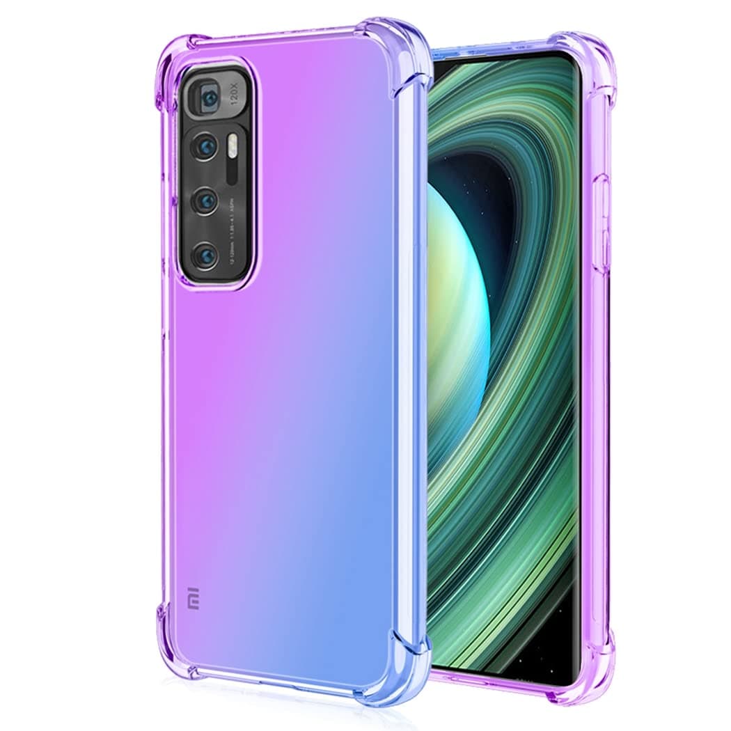 for Mi 10 Ultra Case, M2007J1SC Case, Clear Cute Gradient Phone Case Slim Anti Scratch Flexible TPU Cover Shockproof Protective Case for Xiaomi Mi 10 Ultra 5G (Purple/Blue)