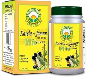 Basic Ayurveda Karela & Jamun Herbal Mix Tablet | Helps to Improve Digestive Health - 40 Tablet